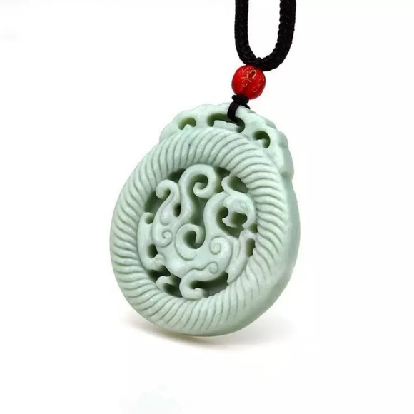 Natural Green Jade Dragon Talismans & Necklace - Picture 2 of 4